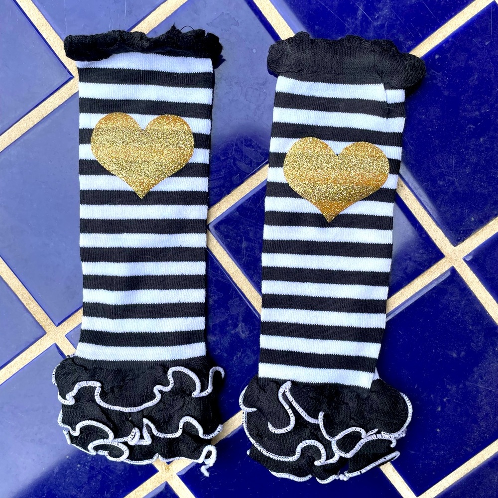 Leg Warmers, Black & White striped, Toddler size
